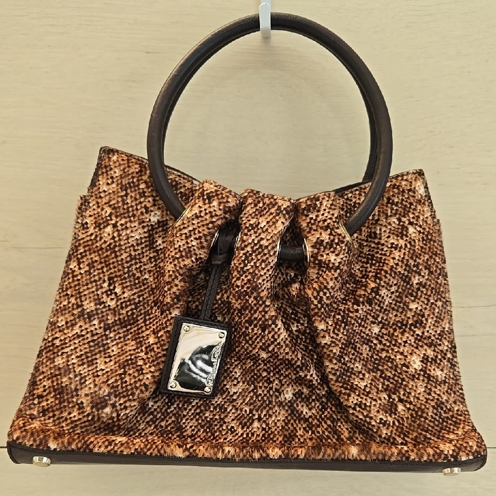 Oscar de la Renta Brown Satchel with Structured Design